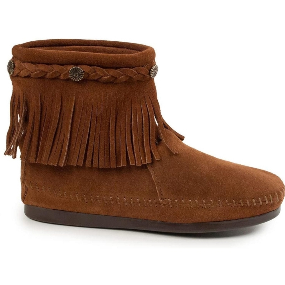 🍂Minnetonka Brown Suede Women's High Top Back Zip Boots Size 5